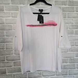 Marble Fashions Scotland White Graphic T Shirt 100 Cotton Fold Up Sleeve XL NWT